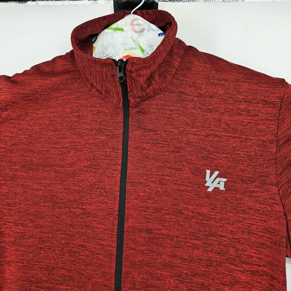 YoungLA Full Zip Jacket Mens Large Red Space Dye Athletic Gym Mock Neck Logo